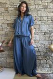 Basso Button Drape Cap Sleeve Shirt Airforce